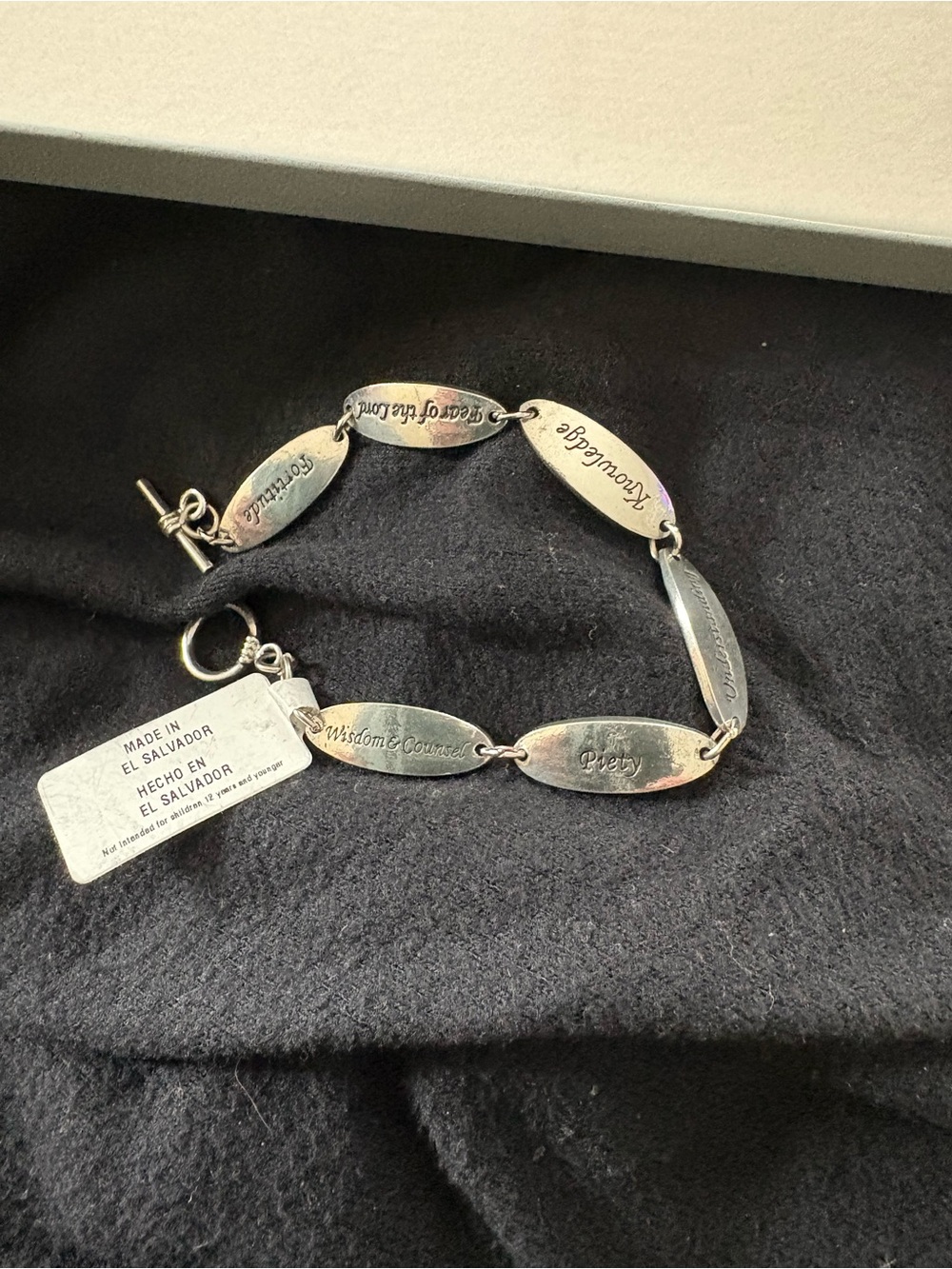 Silver Tone Inspirational Plate Bracelet